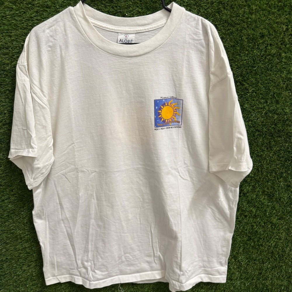 Vintage Alore XL Missouri Lottery Twice‎ A Day Playdays Graphic T Shirt